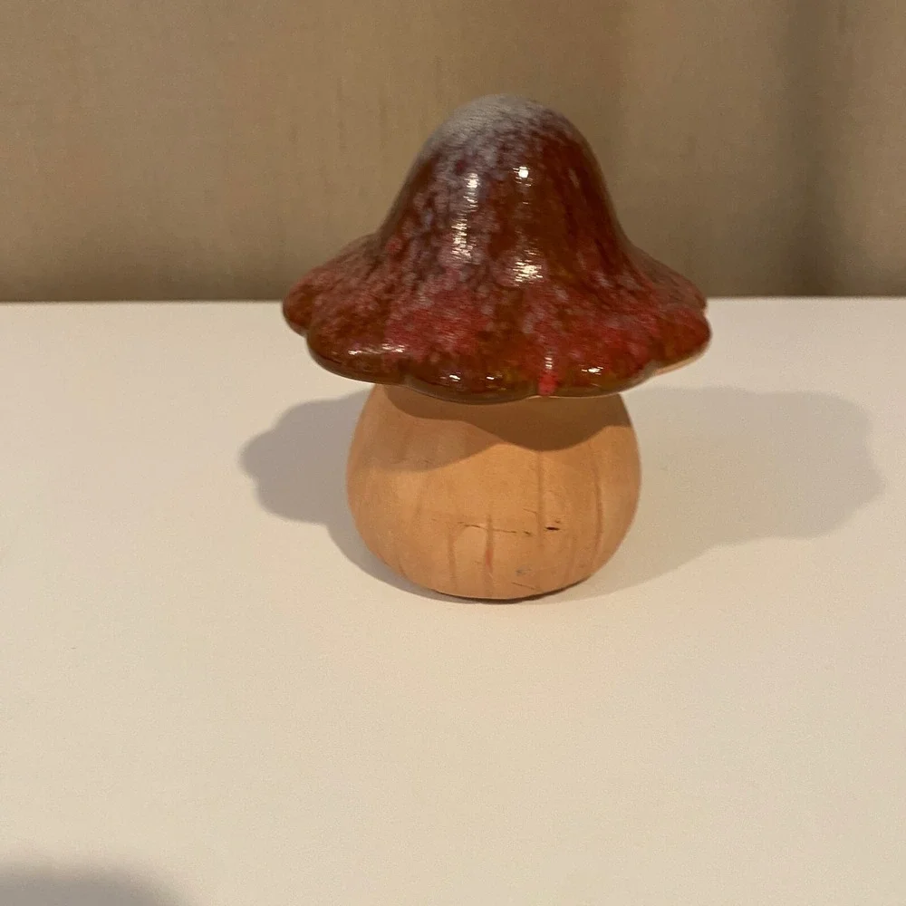 Handmade Ceramic Mushroom Drip Glazed Brown Cute Earthy Decoration Paperweight
